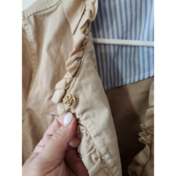 NEW Crown & Ivy Sz 12 Khaki Ruffle Jacket Suit Montauk Weekender II Tan - Picture 4 of 8